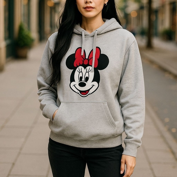 Disney Tops - Disney Minnie Mouse Hoodie Women’s Medium – Cozy Soft, Stitched Design